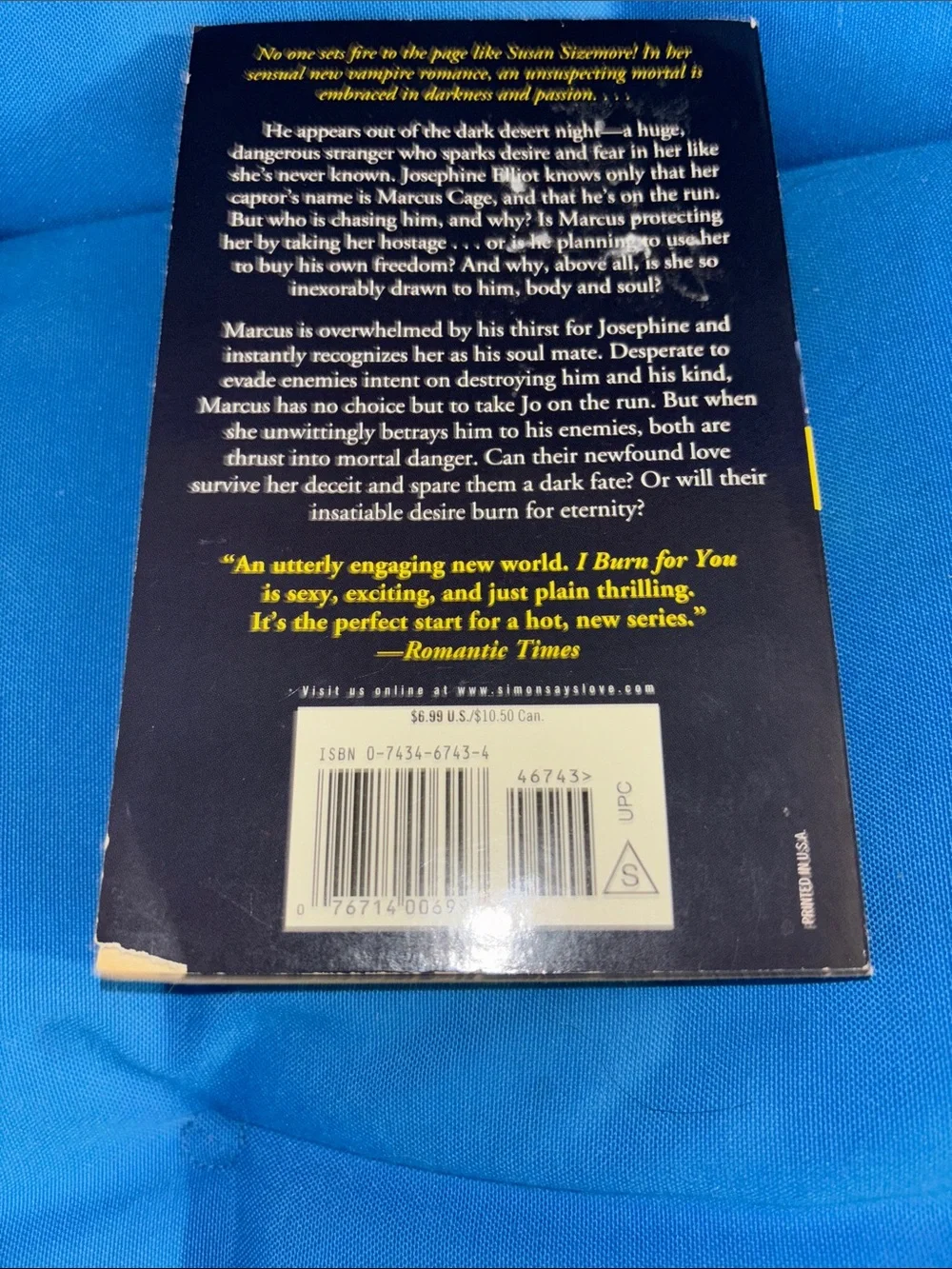 I Thirst For You By Susan Sizemore Soft Cover Romance Supernatural NWOTS